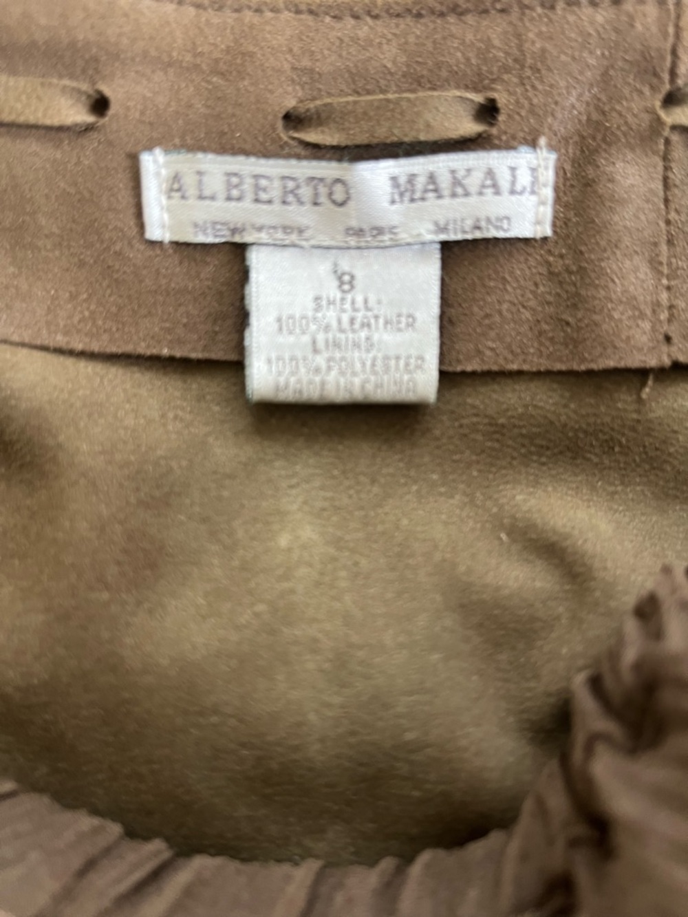 Alberto Makali Brown 100% Leather Asymmetrical Skirt Utilitarian Style Sz 6 - Picture 6 of 6